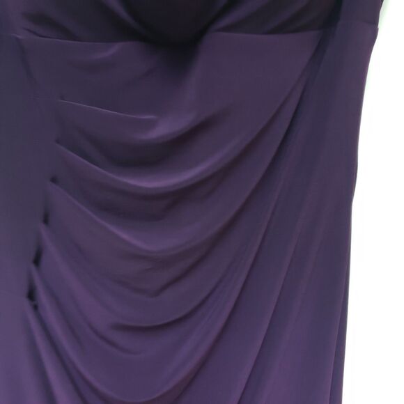 XScape Eggplant Evening Dress 16W Draped Ruched Cocktail Party Wedding Guest - Picture 9 of 13